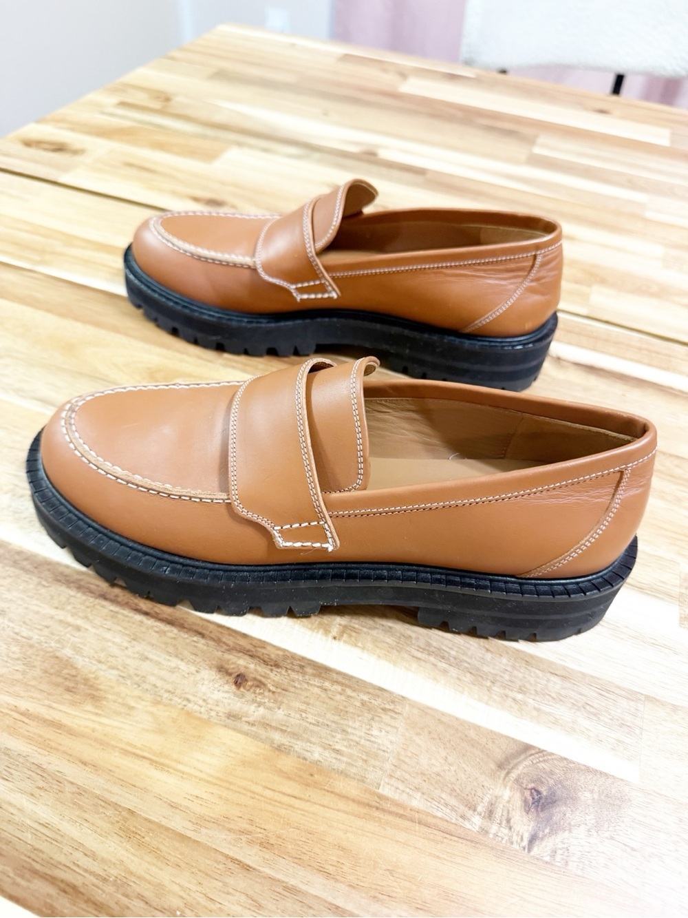 ATP Atelier Arechi Platform Brown Brandy Lug Sole Chunky Italian Leather Loafer - Picture 5 of 10